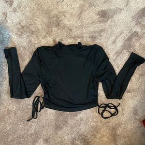 SHEIN crop top with open back, size M women’s, color black.